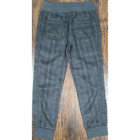 Anthropologie Kallie Plaid Leopard Joggers  W/ Draw String Gray - Picture 4 of 5